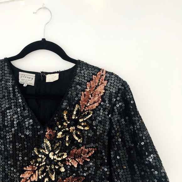 Sequined all over blouse with floral pattern - Picture 3 of 4